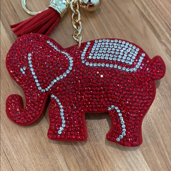 ALABAMA FANS Red/white Elephant Key Chain w/clip. - Picture 2 of 8